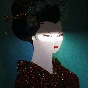 SOLD❇Origina Geisha Acrylic and Glitter Canvas Art